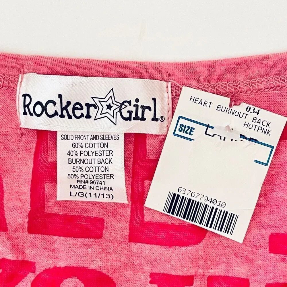 NWT Rocker Girl Sz L Love Big Heart Graphic Short Sleeve High Hi Low T-Shirt - Picture 11 of 12